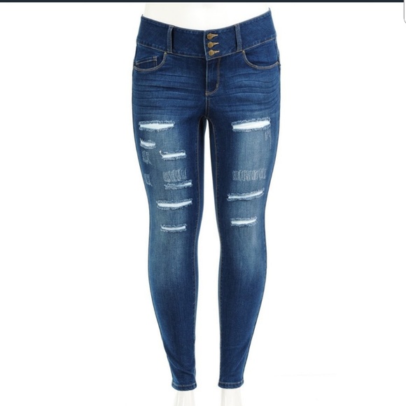 Wax Jean Denim - Plus Size Crop Distressed Denim